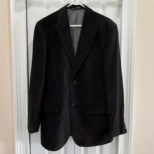 Perry Ellis men’s 38R black cotton corduroy blazer jacket sport coat
Peak lapel